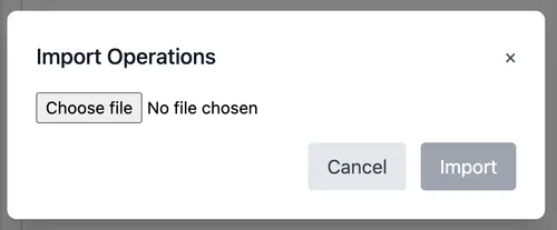 Import operations modal
