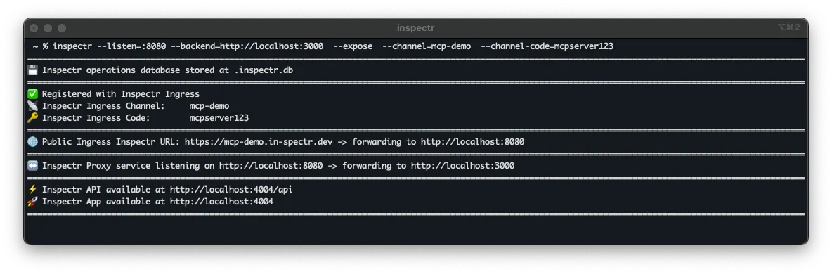 Inspectr exposing MCP server