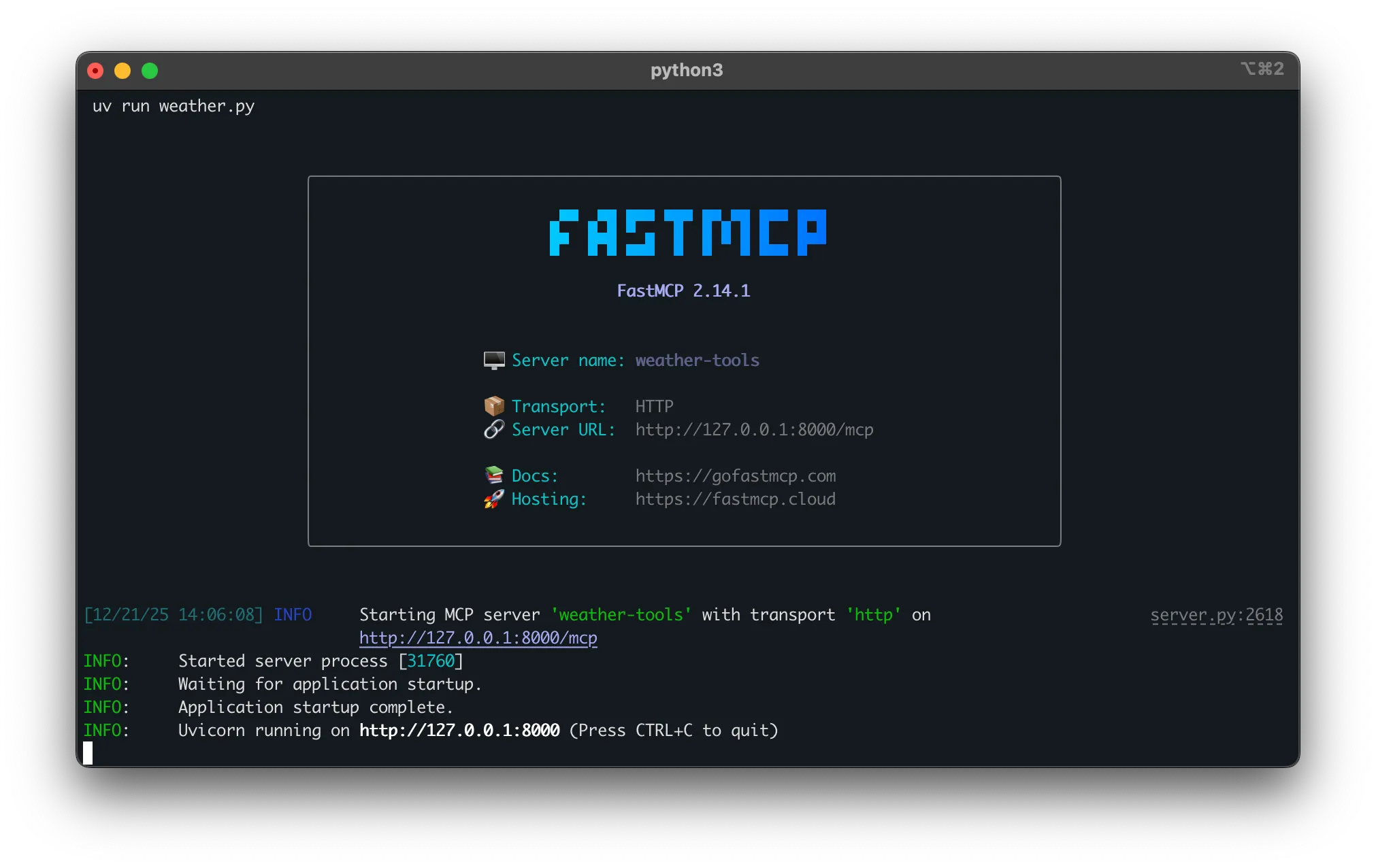 Running FastMCP server